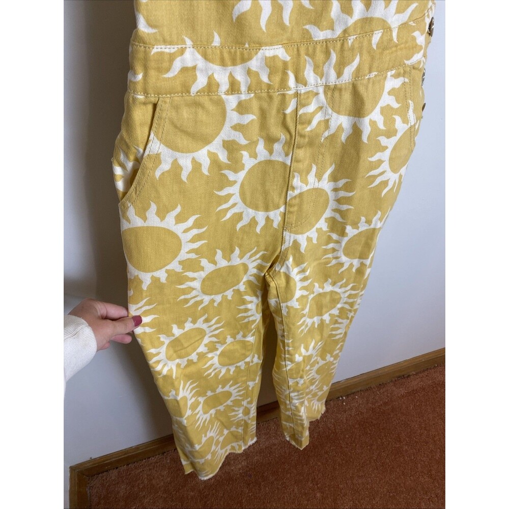 SHOW ME YOUR MUMU MARFA PARADISE SUN PRINT YELLOW DENIM OVERALLS XS $188 - Picture 3 of 8